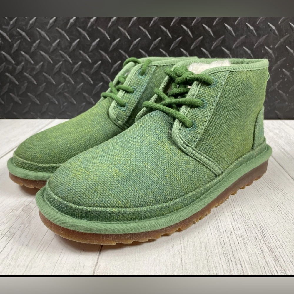 NEW Ugg Neumel Natural Leaf Green Men’s Lined Chukka Boots Lace Up Hemp 8, 10